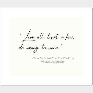 A Quote from "All's Well That Ends Well" by William Shakespeare Posters and Art